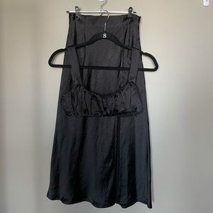 Black two piece satin set